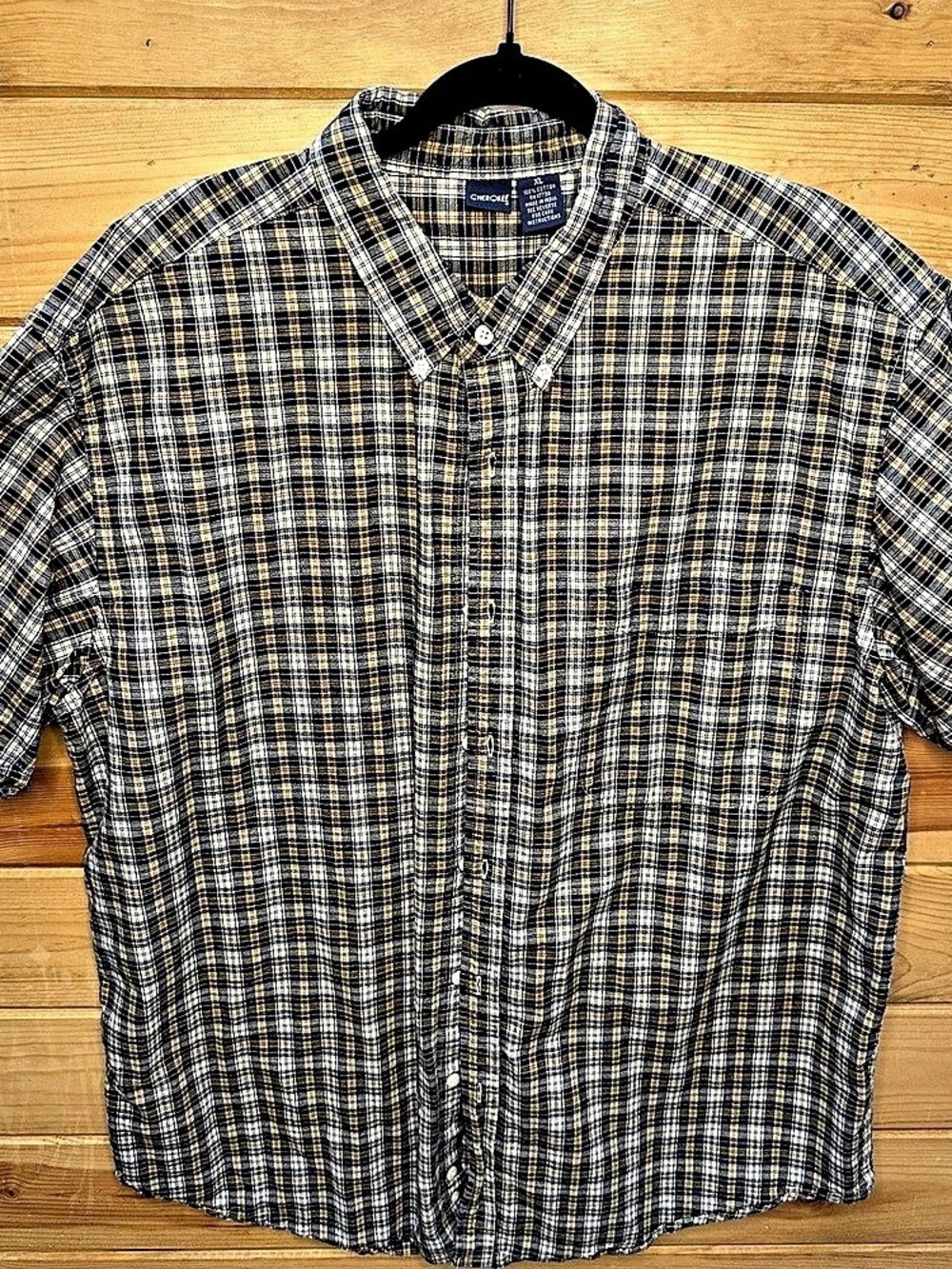 Vintage Cherokee Plaid Cotton Button Down Shirt Size XL